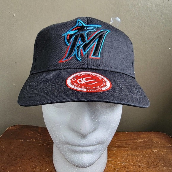 Miami Marlins Hat MLB YOUTH SIZE Adjustable Strap Black Cap Hat NWOT - Picture 1 of 9